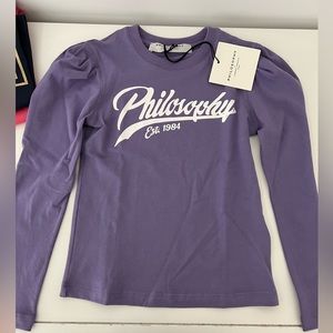 Philosophy girls puff sleeve logo t shirt size 6